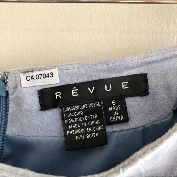 Revue Vintage 100% Genuine Suede Ruffle High Waist Knee Length Skirt Blue - Picture 11 of 13